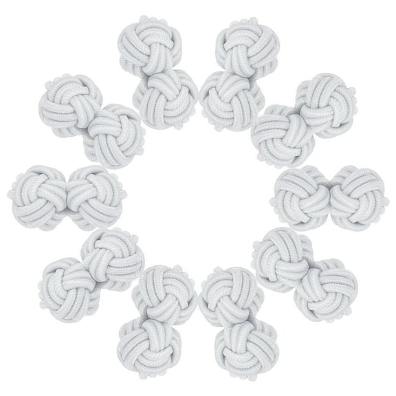 Uxcell 5 Pairs Silk Knot Cufflinks, Elastic Fabric Shirt Cufflinks, Twist Knot Dress Accessories Cuff Link for Men, Women, Business, Gift, Wedding, White
