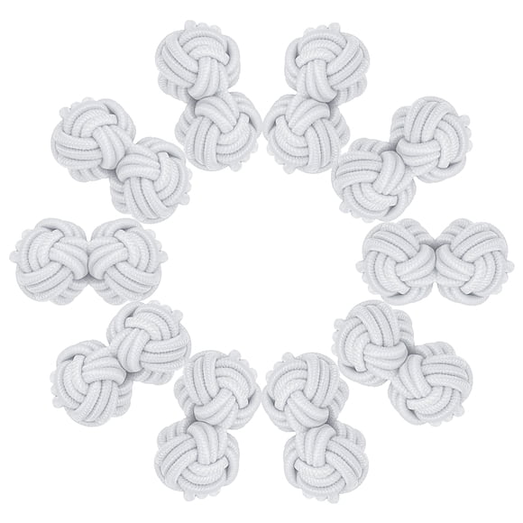 Uxcell 5 pares de gemelos de nudo de seda, gemelos de camisa de tela elástica, accesorios de vestido de nudo retorcido para hombres, mujeres, negocios, regalo, boda, blanco