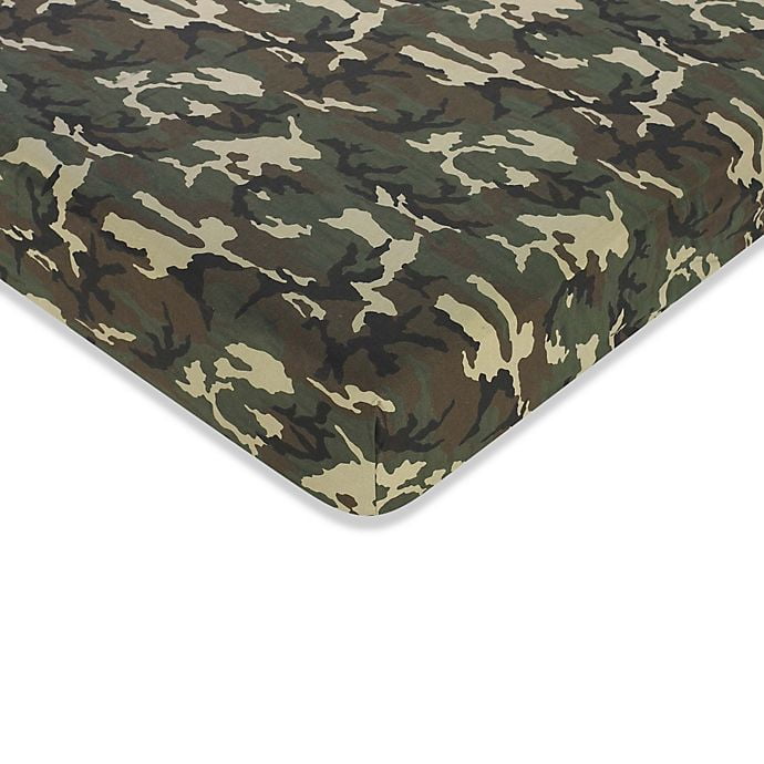 Green Camo Fitted Crib Sheet for Baby and Toddler Bedding Sets by JoJo