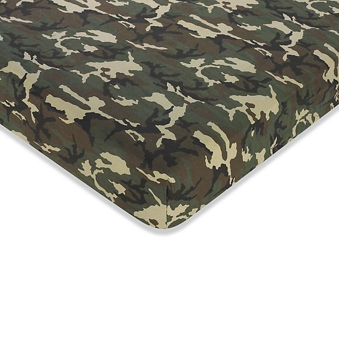 Green Camo Fitted Crib Sheet for Baby and Toddler Bedding Sets by JoJo