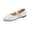 White, variant on Womens Mary Jane Flats Cap Toe Square Toe PU Faux Leather Adjustable Strap Comfortable Retro Casual Shoes Black,Size 5.5
