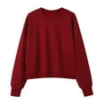 thumbnail image 4 of Sexlip Cropped Sweatshirts for Women Cotton Long Sleeve Crop Tops Crewneck Pullover Oversized Sweater Red XL, 4 of 9