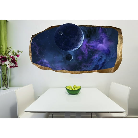 Startonight 3D Mural Wall Art Photo Decor Blue World Amazing Dual View Surprise Wall Mural Wallpaper for Bedroom Space Wall Paper Art Gift Large 47.24 ‘’ By 86.61 ‘’