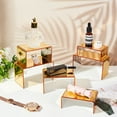 thumbnail image 5 of 2 Set 6pcs Golden Acrylic Display Risers Product Stand Shelf 3-Tier Perfume Organizer Clear Countertop Showcase for Craft Cupcake Dessert Curio Cabinet Collection 1.4/2.3/2.9 Inch High, 5 of 7