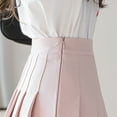 thumbnail image 4 of Women Tennis School Uniform High Waist Pleated Skirt Side Zipper Solid Color A Line Ruffle Short Skirts for Schoolgirl, 4 of 8