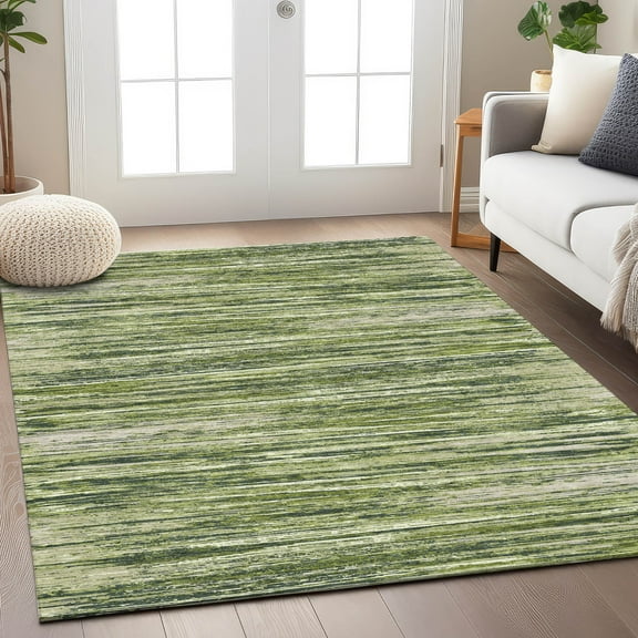 Addison Rugs Chantille Indoor/Outdoor Transitional Stripes Olive Washable Rectangle Rug, 3' x 5'