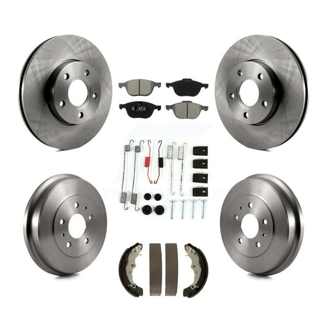 Transit Auto Front Rear Disc Brake Rotors Semi-Metallic Pads and Drum Kit (7Pc) for Car Ford Focus FMSI=1004 K8S-102047