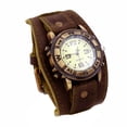thumbnail image 1 of Flmtop Vintage Femmes Hommes Punk Similicuir Cadran Rond Quartz Bracelet Montres-Bracelets, 1 of 10