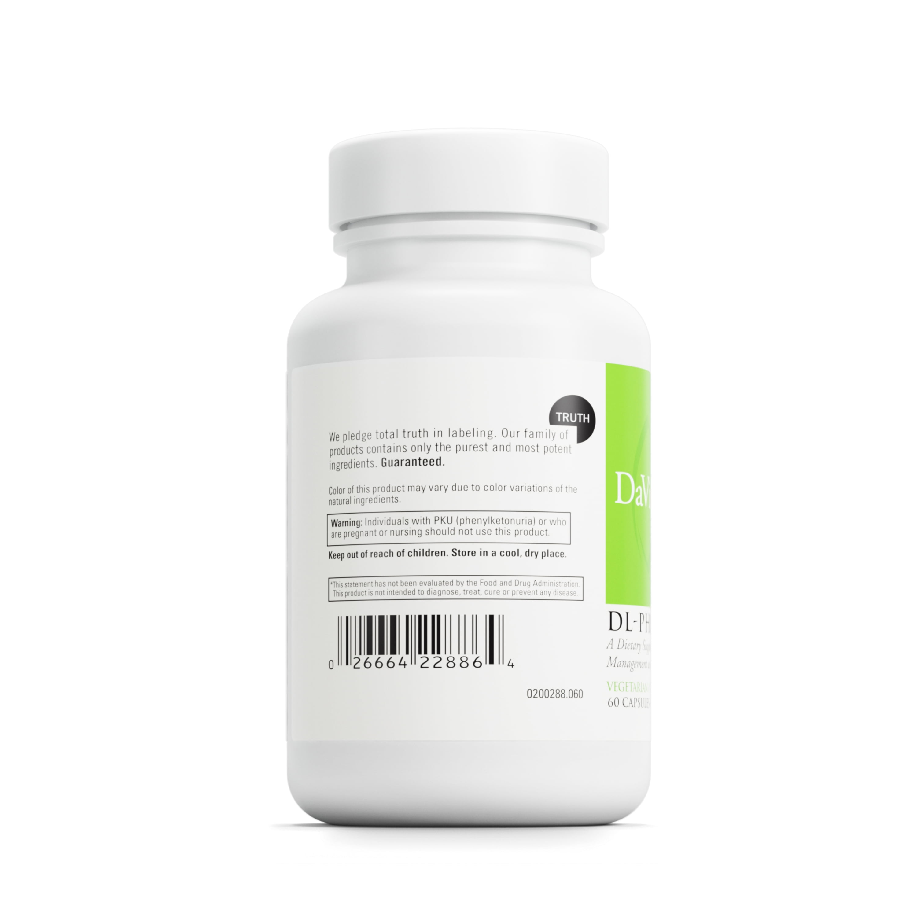 DaVinci Labs DL-Phenylalanine - Amino Acid Dietary Supplement to Support  Comfort, Balance and Discomfort* - With 750mg DL Phenylalanine per Serving  - Gluten-Free - 60 Vegetarian Capsules - Walmart.com