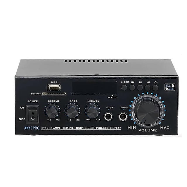 AK45ProDigital Amplifier Channel 2.0Audio HomeTheater Amplifier BluetoothStereo Hifi Sound Amplifier for Car Karaoke(EU)