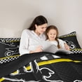 thumbnail image 4 of Feelyou Cross Bike Lover Bedding Comforter Set 7pcs for Child, Motorcycle Speed Sport Queen Bedding Sets, Black Yellow Cartoon Reversible Queen Sheet Sets, Lightweight Room Decor, 4 of 7
