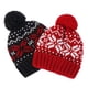 thumbnail image 2 of Punto De Navidad Con Forro Polar De Copo De Nieve, Gorro De Punto Cálido De Invierno Con Pompón, Gorro Térmico A Prueba De Viento Para Mujeres, Hombres, Esquí, Ciclismo Serendint HA046196-02, 2 of 6