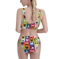 thumbnail image 3 of Daiia Colorful Bulldog printed 2 piece Swimsuit Bikinis for Women High Waisted Racerback Bathing Suits Summer Tummy Control Scoop Neck Swimwear-Small, 3 of 8