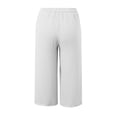 thumbnail image 5 of Hurxie Womens Capris Pants High Waist Drawstring Comfy Casual Pants Lightweight Trousers Buttons with Pockets White,2XL, 5 of 6
