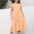 thumbnail image 3 of NAISIBABY Girls Casual Dresses, Ruffled Short Sleeve Cute Heart Prints Summer Flowy Sundress Orange 8T, 3 of 5