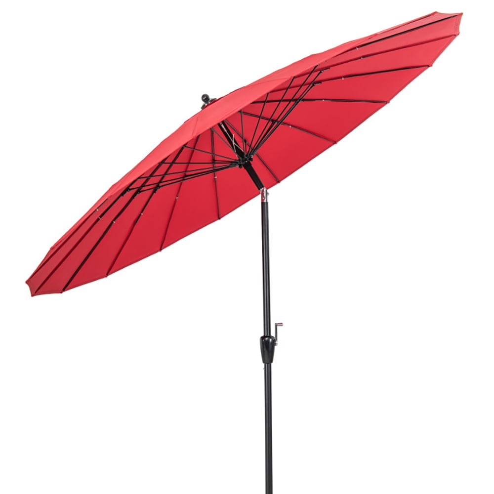 Aimee Lii 9 Feet Round Patio Umbrella with 18 Fiberglass Ribs, Sunbrella Patio Umbrellas, Red