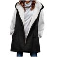 thumbnail image 2 of Idoravan Long Vest for Women Sleeveless,Women Winter Solid Plus Velvet Coat Sleeveless Horn Buckle Pocket Over Coat Tops Black L, 2 of 5