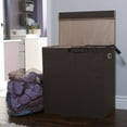thumbnail image 3 of Household Essentials Double Laundry Hamper with Lid, Two Compartments for Easy Sorting with Removable Liner, Collapsible, Brown Linen 5614, 3 of 9