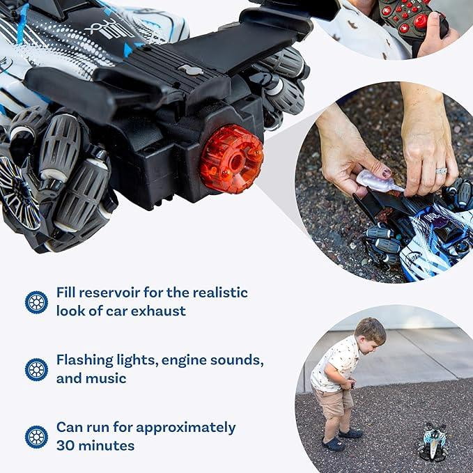 Sunnydaze Stunt RC Car &ndash;Gesture Sensing, 360&deg; Spins, Lights & Steam Effects