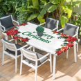 thumbnail image 2 of Christmas Poinsettia Table Cloths for 4 Foot Rectangle Tables, Farmhouse Red Flowers Floral Leaves Patio Waterproof Elastic Fitted Tablecloths, Washable Rectangular Table Cover for Camping, 2 of 8