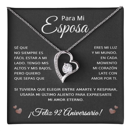 92 Anos de Aniversario Para Mi Esposa - 92 Year Aniversario Gift for Her Title: 14k White Gold Finish, Box Choice: Standard Box