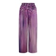 thumbnail image 5 of Mlqidk Palazzo Pants for Women Lounge Loose Fit High Waisted Pants Elastic Drawstring Wide-Leg Palazzo Pants Summer Bohemian Floral Print Trouser with Pockets Dark Purple L, 5 of 5