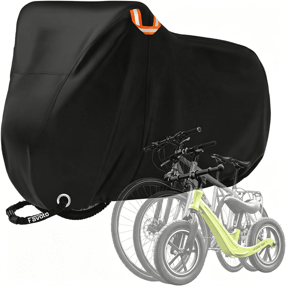 TELOLY Bike Cover Waterproof Outdoor for 3 Bikes Bicycle Covers|300D Bike Tarp Rain Dust Uv Wind Proof with Lock Holes,Storage Bag＆Carry Handles for Ebike,Mountain,Road,Electric Bike