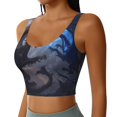 thumbnail image 2 of Rateoe Black And Blue Lightning Dragon Print Womens' Sports Bras Scoop Neck Sports Vest- Padded U Back Seamless High Impact Support, 2 of 7