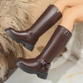 thumbnail image 2 of hzomhy Womens Mid Calf Boots Round Toe Side Zipper Mid Block Heel for Casual Daily and Fall Winter Wear, 2 of 9