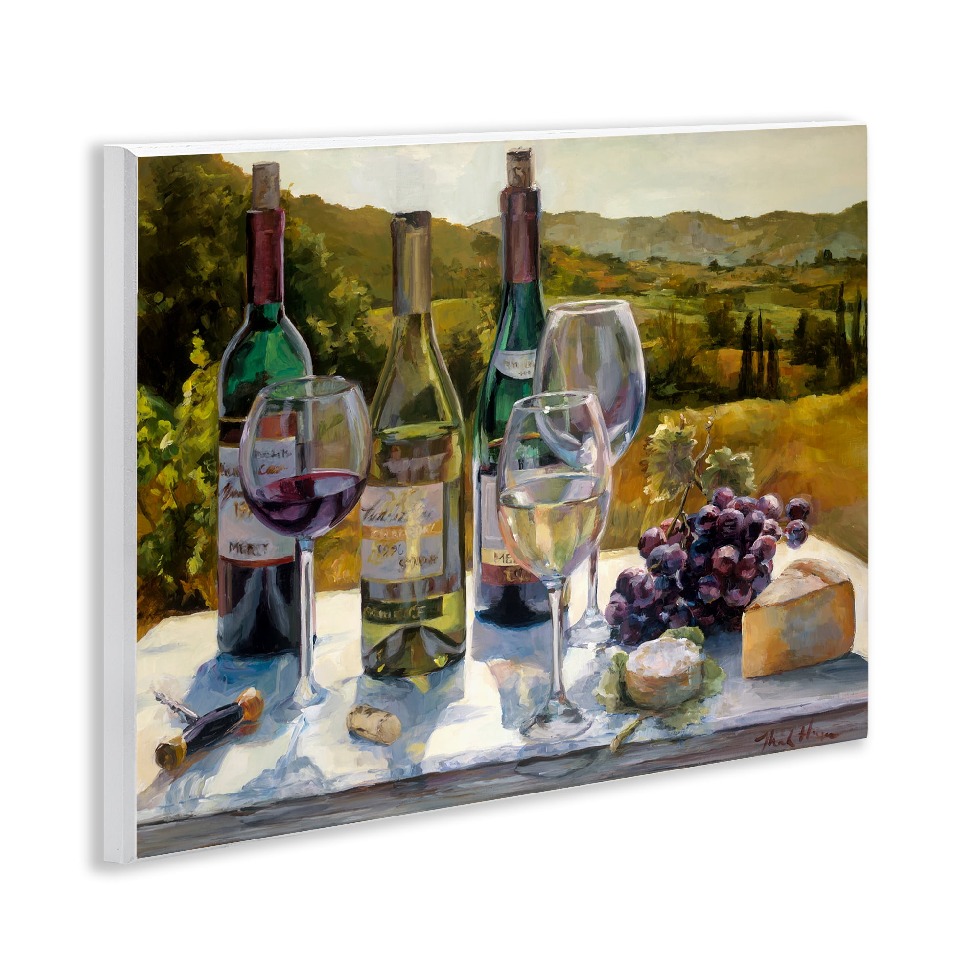 Stupell Industries Wine and Cheese Vineyard Food & Beverage Painting Unframed Art Print Wall Art, 14 x 11