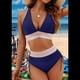 thumbnail image 2 of Bikini de Dos Piezas para Mujer, Cintura Alta, Cuello Halter, Traje de Baño Adelgazante, Azul Oscuro, Talla XL, 2 of 7