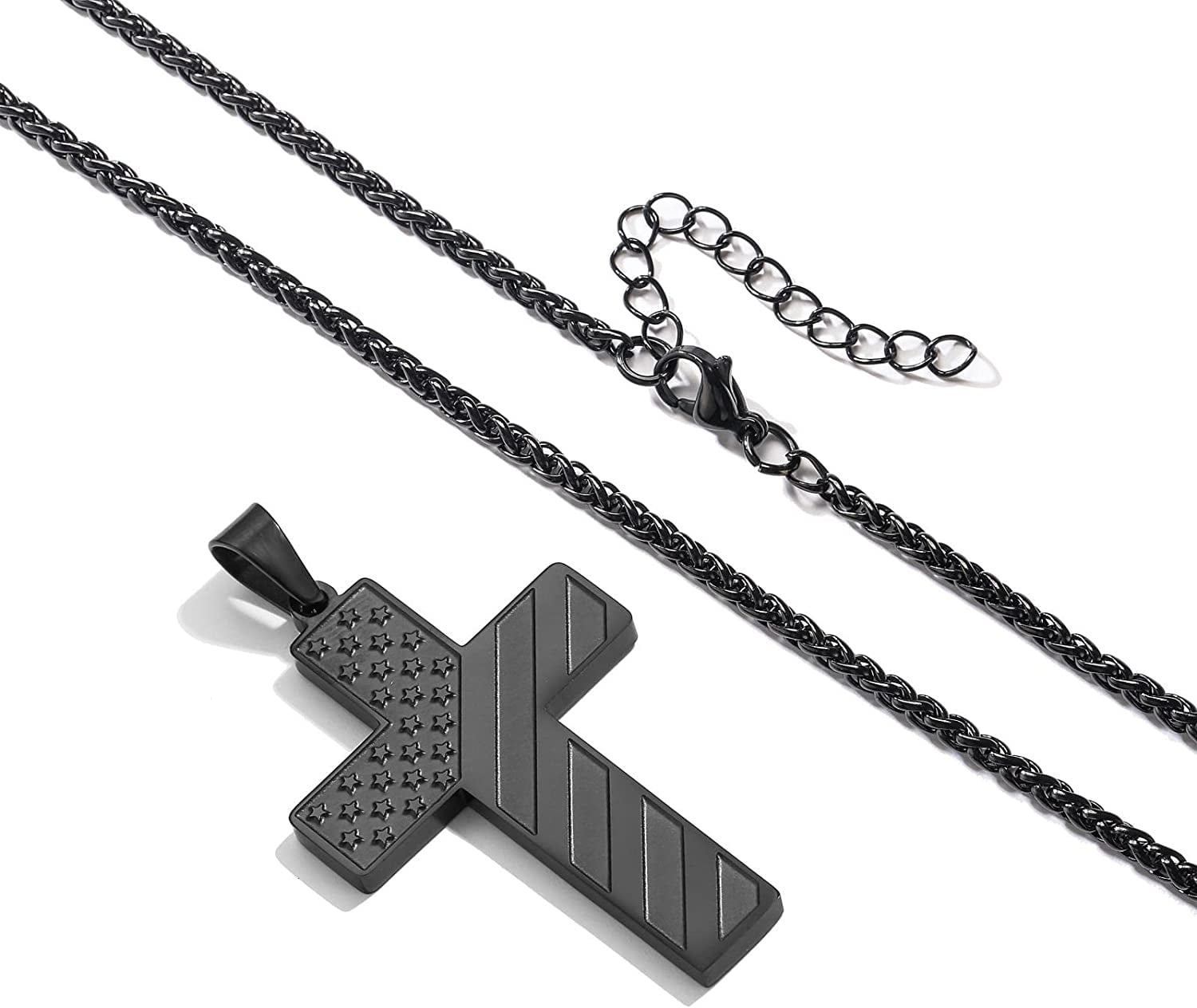 APSVO Cross Necklace Stainless Steel American Flag Pendant photo 5