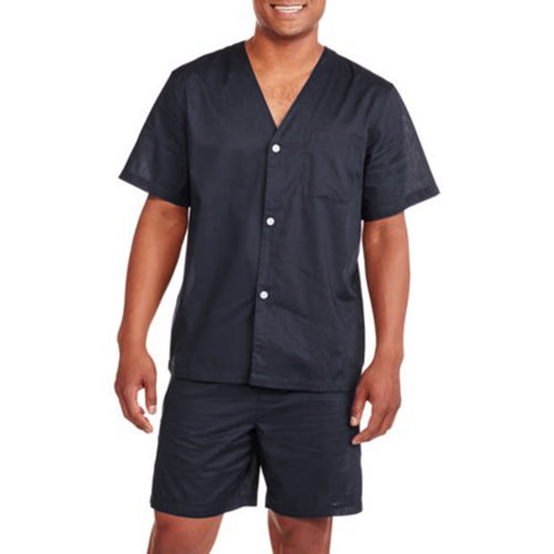 Winter mens tie with snowmen in royal blue Men's Short Sleeve Shorts Pajamas Set Casual Loose Sleepwear Loungewear