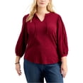 thumbnail image 1 of Style & Co. Womens Puff Sleeve Basic T-Shirt, Red, Plus Size, 0X, 1 of 1