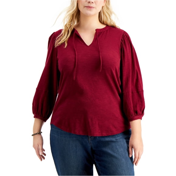 Style & Co. Camiseta básica con manga farol para mujer cherrypie 0X