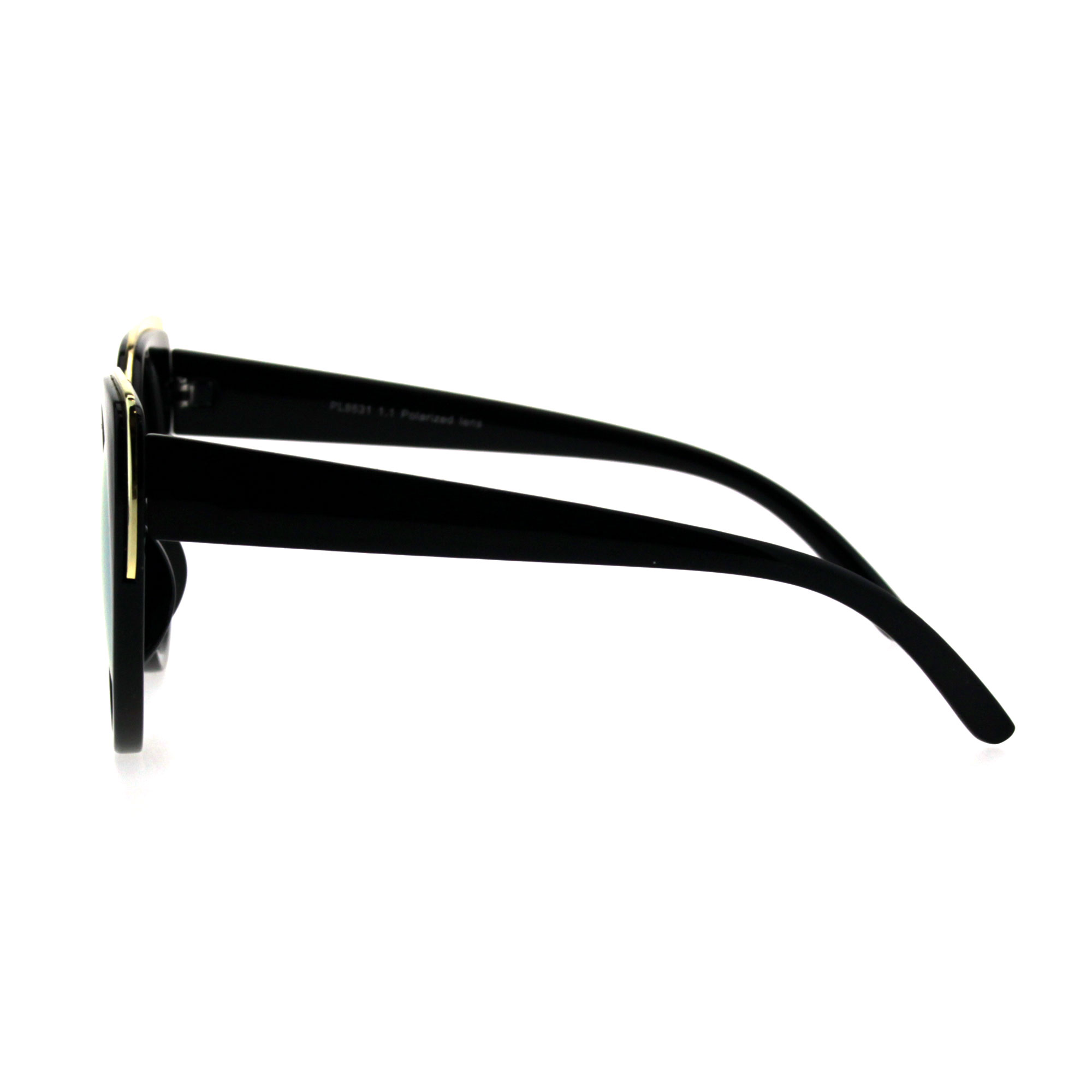Womens Polarized Lens Mod Goth Cat Eye Fashion Retro Sunglasses Black Blue Mirror - image 3 of 3