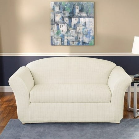 Sure-Fit Stretch Squares Two Piece Loveseat Slipcover