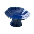 thumbnail image 2 of Plato de cerámica para fruta con pie, elegante, decorativo y multiusos para servir pasteles. Azul, 2 of 9