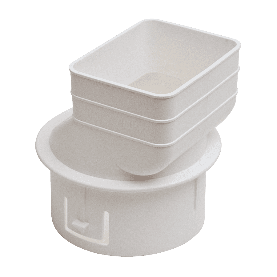 2x3x4 Universal Downspout to Drain Pipe Adapter, White