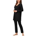 thumbnail image 2 of Pijama de punto para mujer Ropa de dormir casual Pantalones Shrug Cardigan 3ps Lounge Set Small Black, 2 of 5