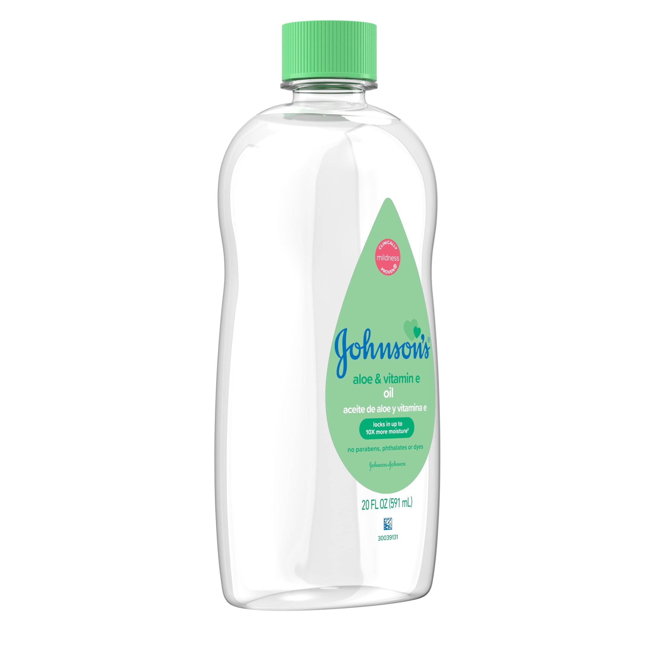 Johnson's Baby Oil, Mineral Oil with Aloe Vera & Vitamin E, 20 fl. oz