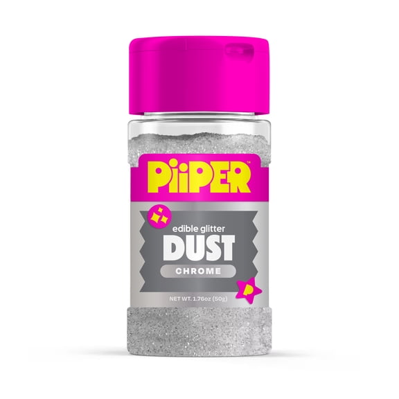 Piiper Edible Dust Chrome, Edible glitter dust, Shake to apply, for desserts, drinks & treats