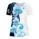 thumbnail image 5 of Tops de Algodón para las Mujeres Impreso en V-Cuello Botón Arriba Blusa de Manga Corta, Ligera Imitación Top Casual, 5 of 5
