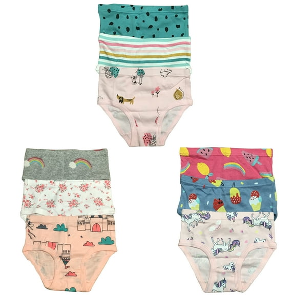 B&Q's Stylish and Cozy Comfort: 9-Pack Toddler Little Girls' Cotton Briefs | Sizes 2T-7T, Perfect for Adorable Wear