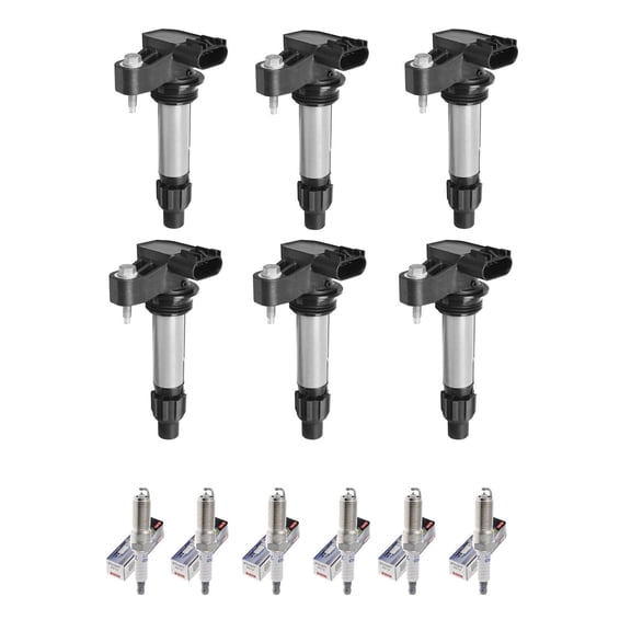 Set of 6 ISA Ignition Coils and 6 Denso Spark Plugs Compatible with 2006-2009 Chevrolet Malibu & 2007-2009 Cadillac SRX UF569