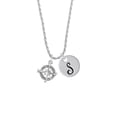 thumbnail image 2 of Delight Jewelry Silvertone Compass Silvertone Script Initial Disc - S - Charm Necklace, 20"+3", 2 of 4