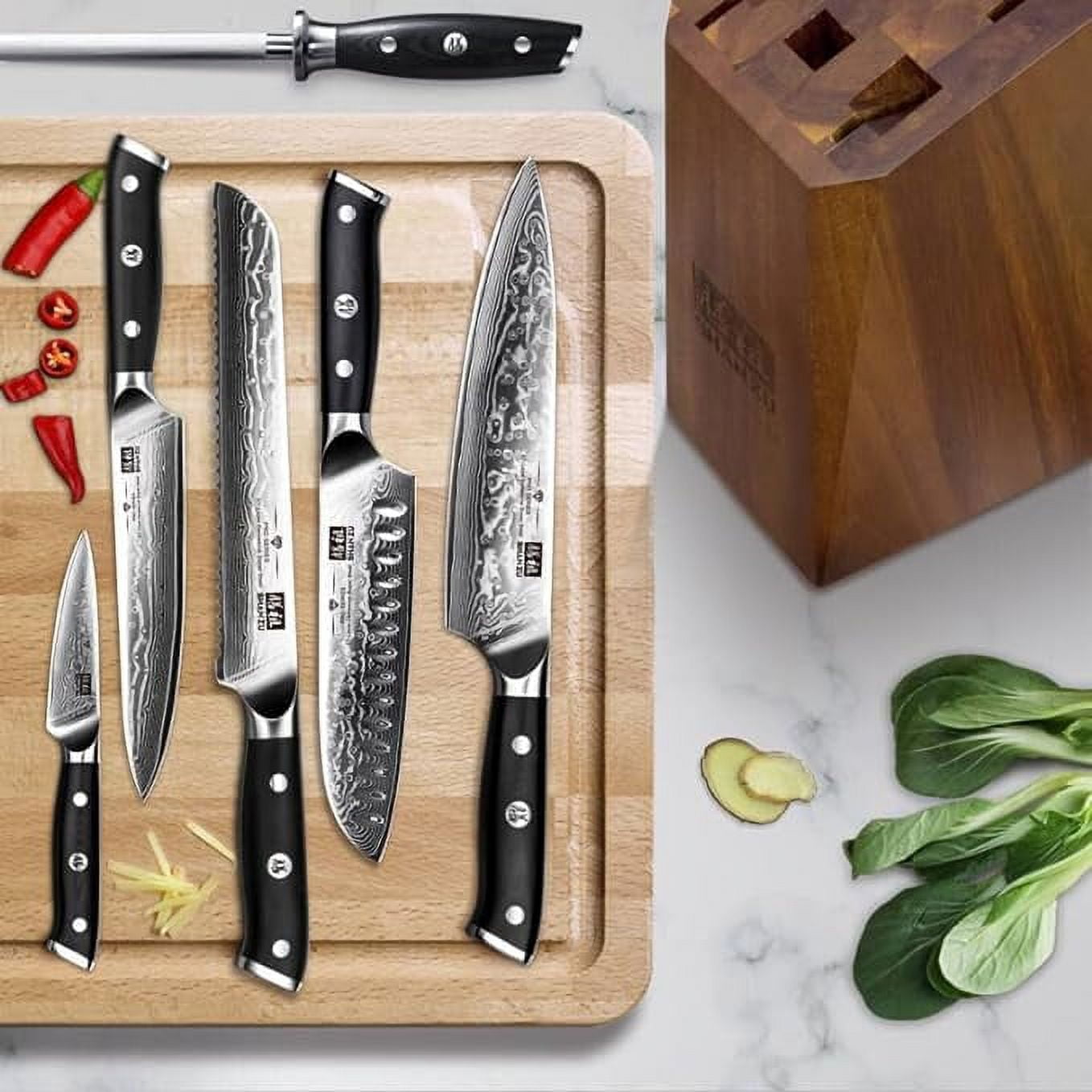 SHAN ZU Damascus Knife Set 3 PCS, Japanese Super Steel Damascus