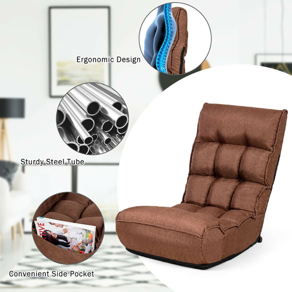 Finihen Floor Lazy Chair, Folding Lazy Sofa, 4-Position Adjustable Floor Chair, for Living Room, Bedroom, Dorm, Coffee Finihen Floor Lazy Chair, Folding Lazy Sofa, 4-Position Adjustable Floor Chair, for Living Room, Bedroom, Dorm, Coffee