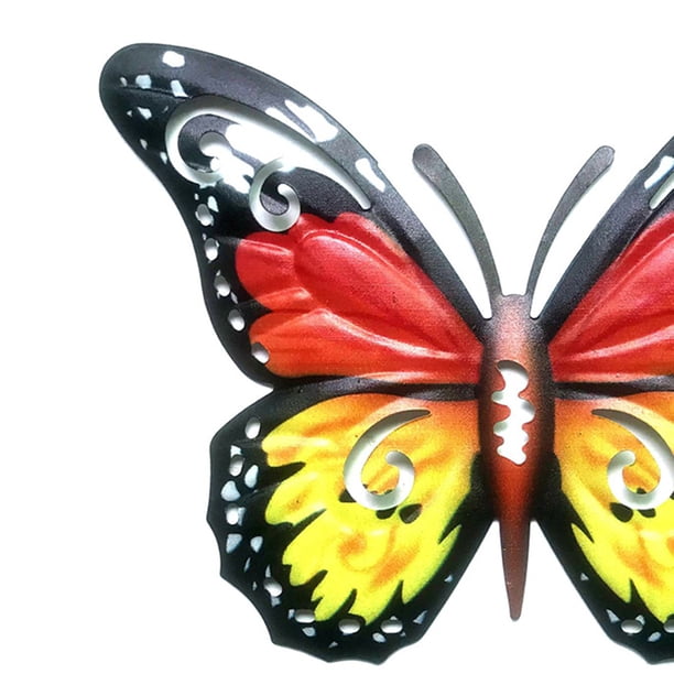 Mariposa colgante de jardín de escultura de insectos de hierro forjado de 165 cm (rojo amarillo) JShteea Libre de BPA
