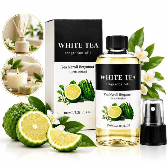 White Tea Neroli Bergamot Fragrance Oil, 3.38 fl oz (100 mL), Scented Oil for Diffusers, Candle Making, Soap Making & Home Fragrance